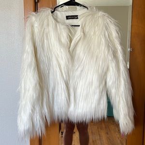 White Faux Fur Coat Jacket